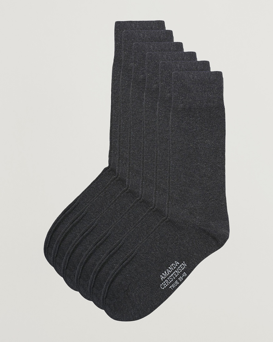 Amanda Christensen 6-Pack True Cotton Socks Antrachite Melange – Harmaa
