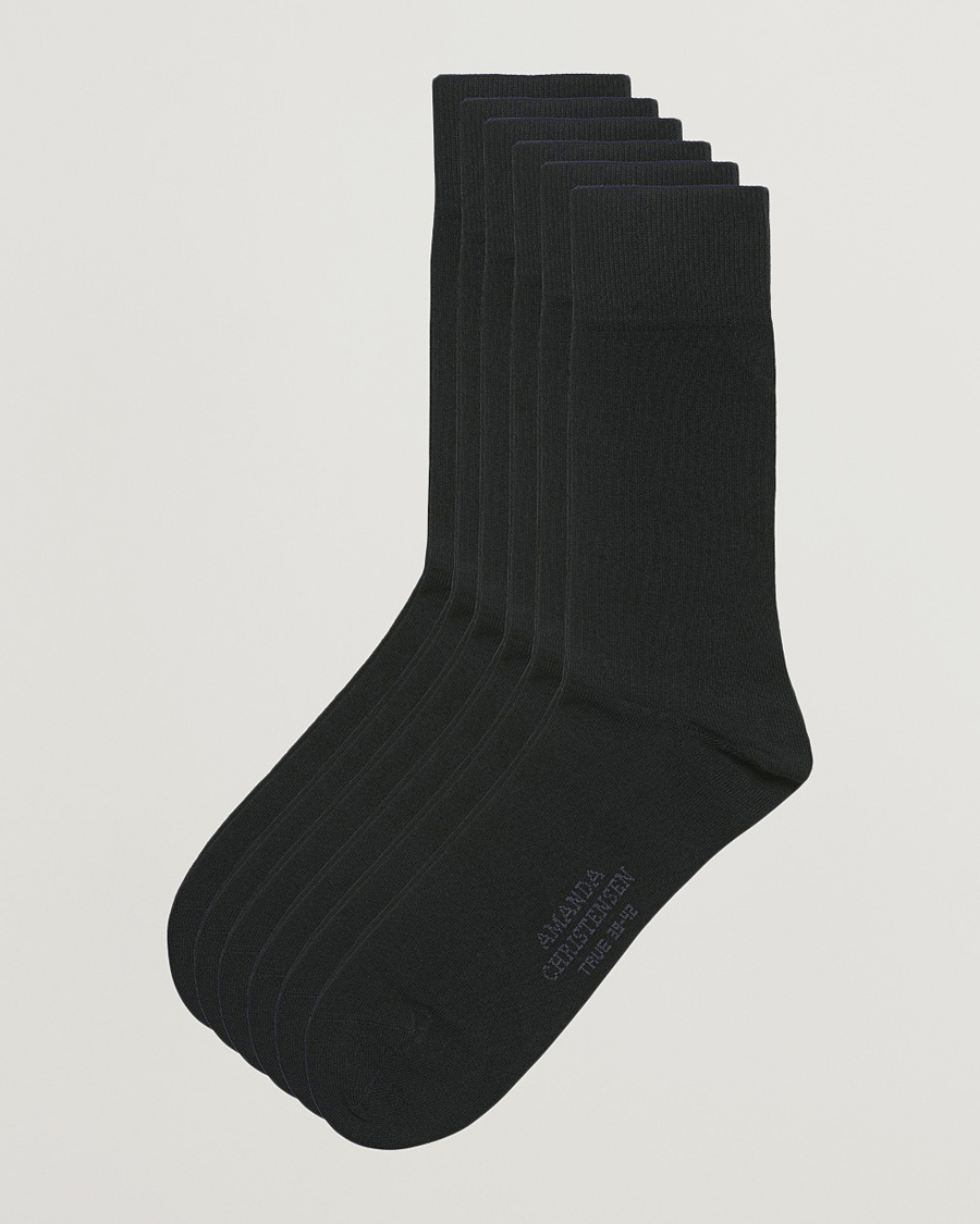 Amanda Christensen 6-Pack True Cotton Socks Black – Musta