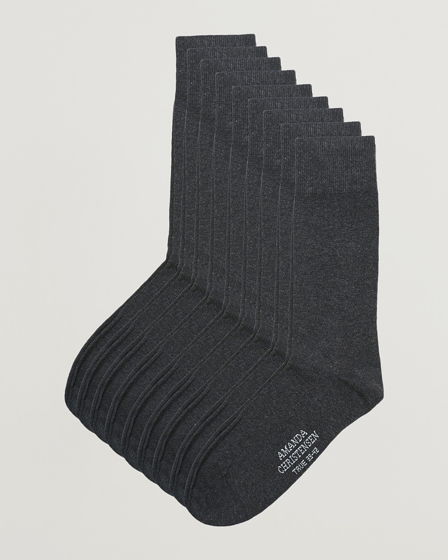 Amanda Christensen 9-Pack True Cotton Socks Antrachite Melange – Harmaa