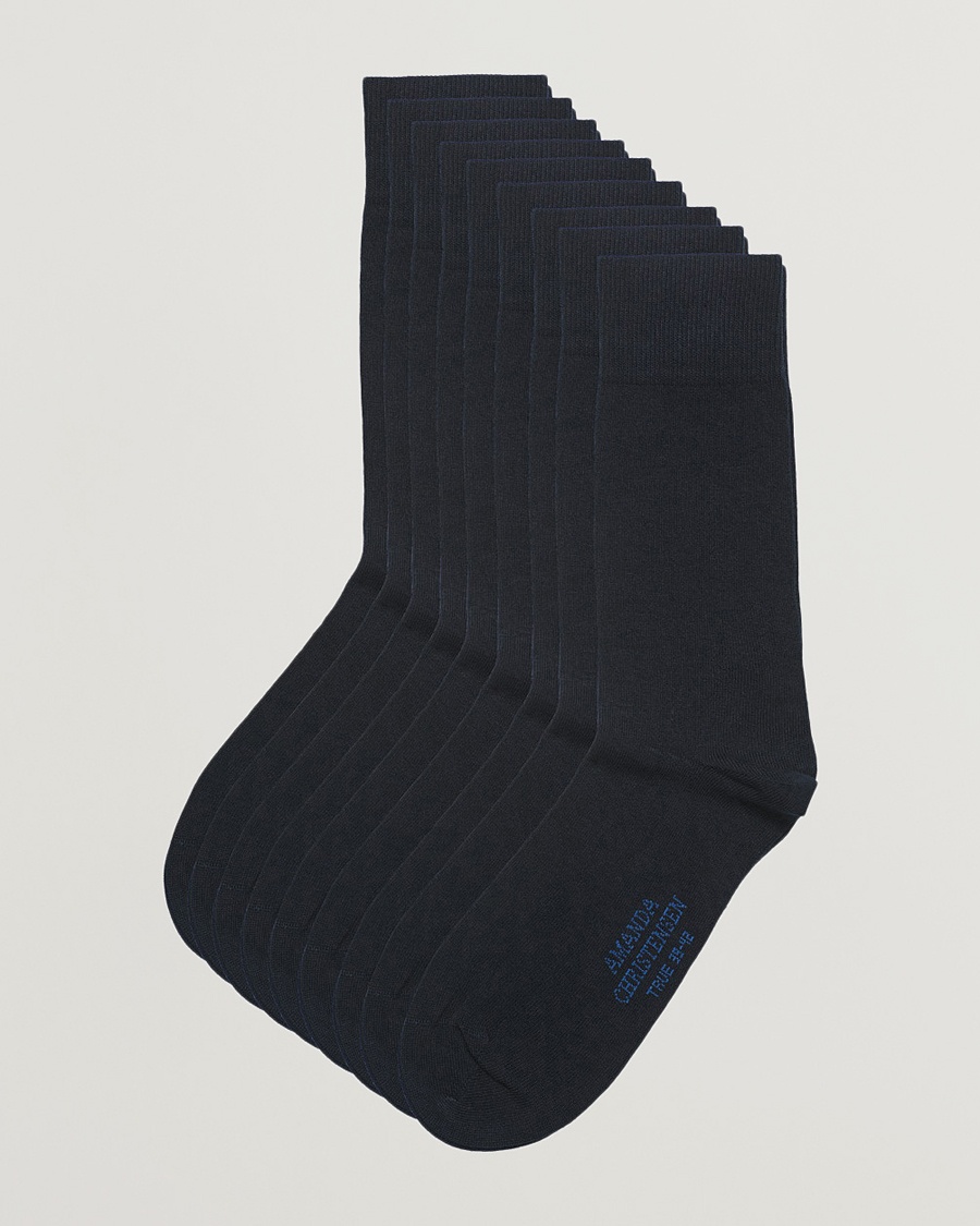 Amanda Christensen 9-Pack True Cotton Socks Dark Navy – Sininen