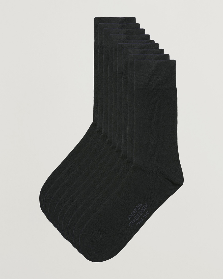Amanda Christensen 9-Pack True Cotton Socks Black – Musta