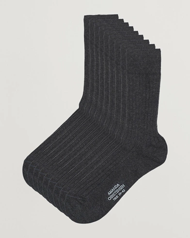 Mies | Sukat | Amanda Christensen | 9-Pack True Cotton Ribbed Socks Antracite Melange