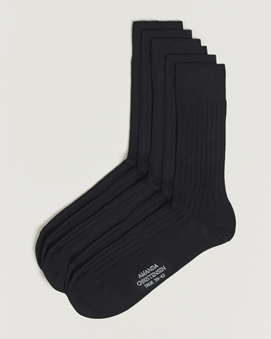 Mies | Sukat | Amanda Christensen | 6-Pack True Cotton Ribbed Socks Black