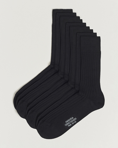 Mies |  | Amanda Christensen | 9-Pack True Cotton Ribbed Socks Black