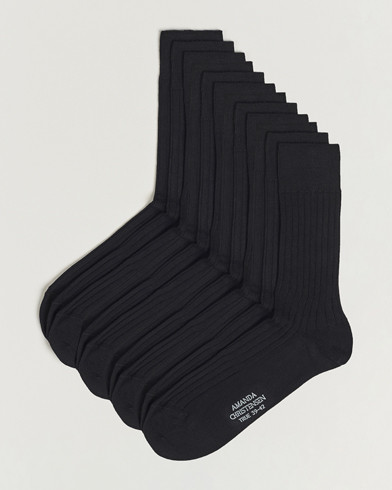 Mies | Varrelliset sukat | Amanda Christensen | 12-Pack True Cotton Ribbed Socks Black