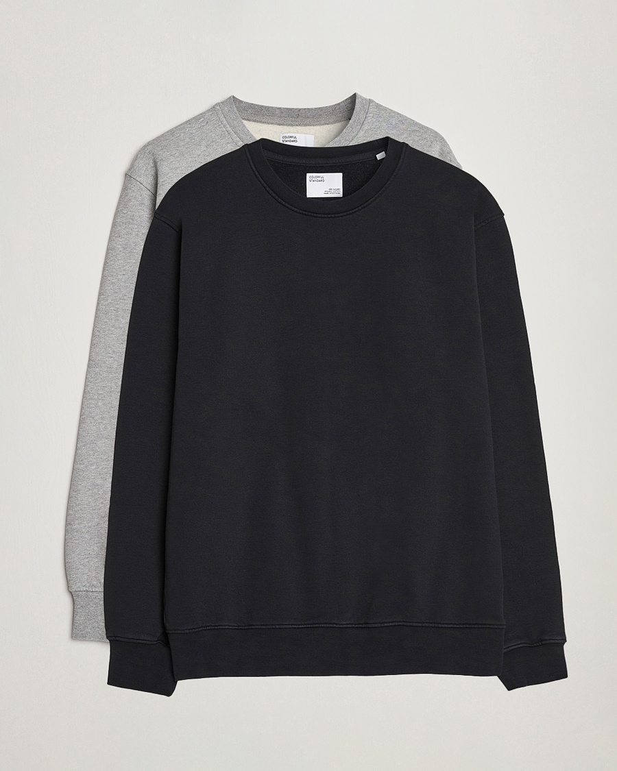 Colorful Standard 2-Pack Classic Organic Crew Neck Sweat Heather Grey/Deep Black – Harmaa