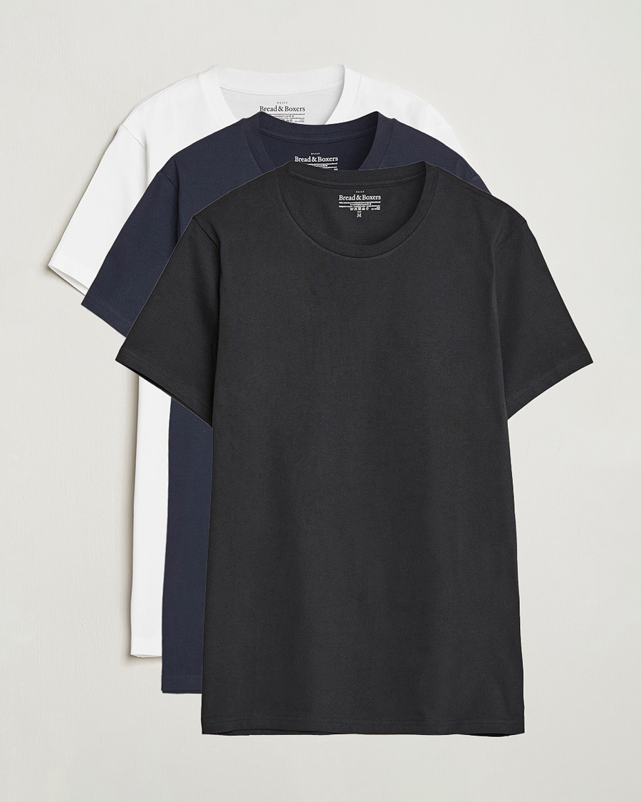 Bread & Boxers 3-pack Crew Neck Regular T-Shirt White/Black/Dark Navy