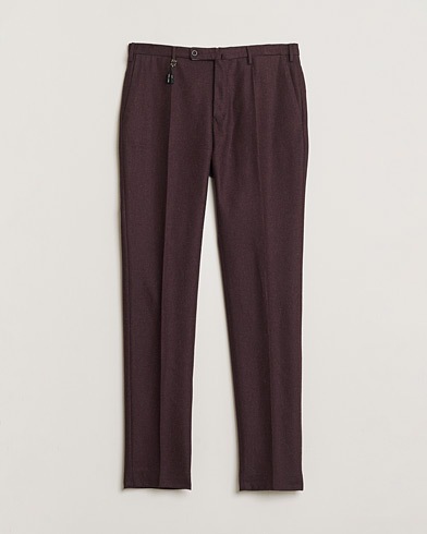 Pre-owned Incotex Slim Fit Super 100's Wool Flannel Trousers Burgundy 48 – Punainen