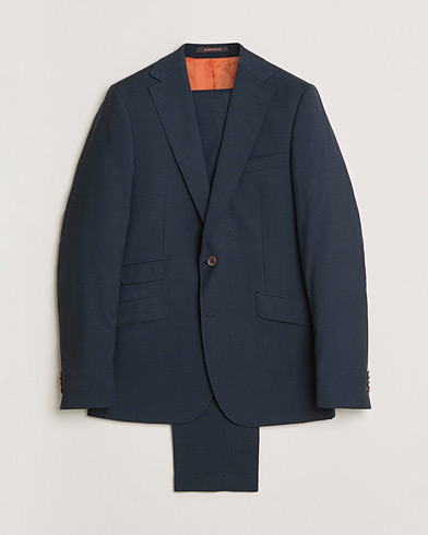 Pre-owned Morris Wool Suit Navy Check 150 – Sininen