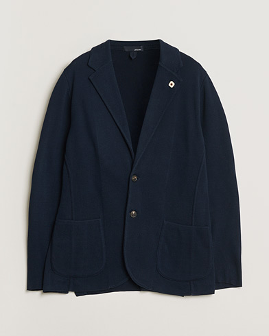 Pre-owned Lardini Knitted Cotton Blazer Navy M – Sininen