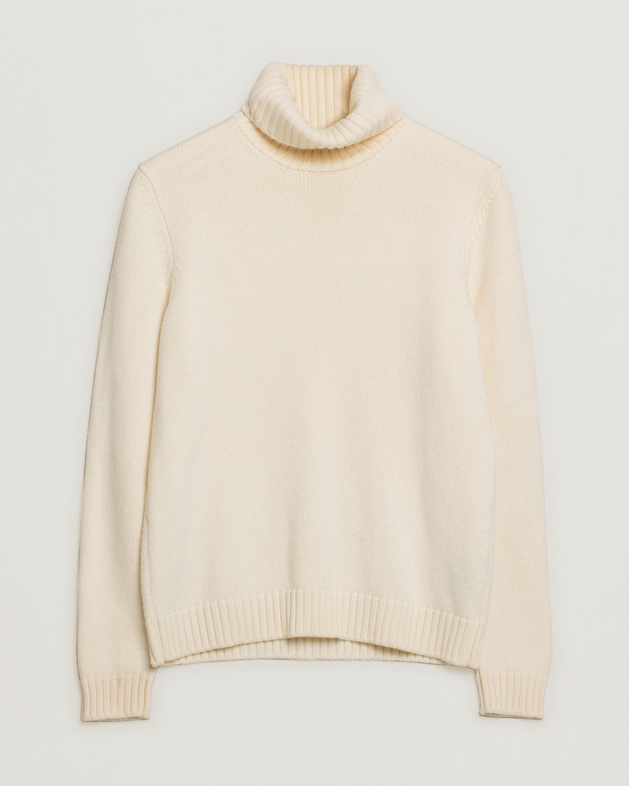 Pre-owned Zanone Virgin Merino Wool Rollneck Latte – Valkoinen