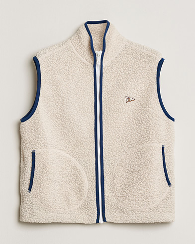 Pre-owned Drake's Zip Through Fleece Vest Ecru S – Valkoinen