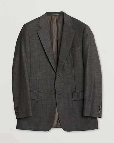 Pre-owned Corneliani Check Wool Blazer Brown 50 – Ruskea