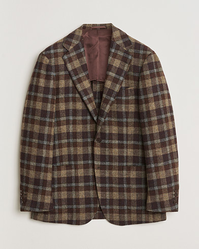 Pre-owned Ring Jacket Checked Wool Blazer Brown 50 – Ruskea