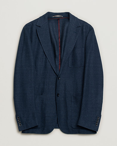 Pre-owned Canali Linen/Cotton Jersey Blazer Dark Blue – Sininen