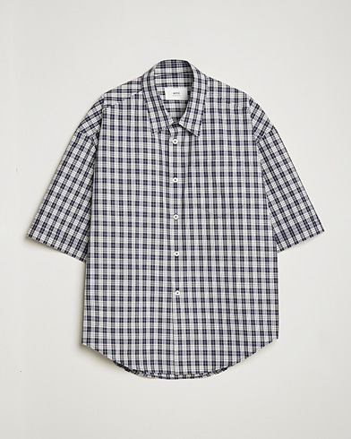 Pre-owned AMI Boxy Fit Short Sleeve Shirt Navy Check – Sininen