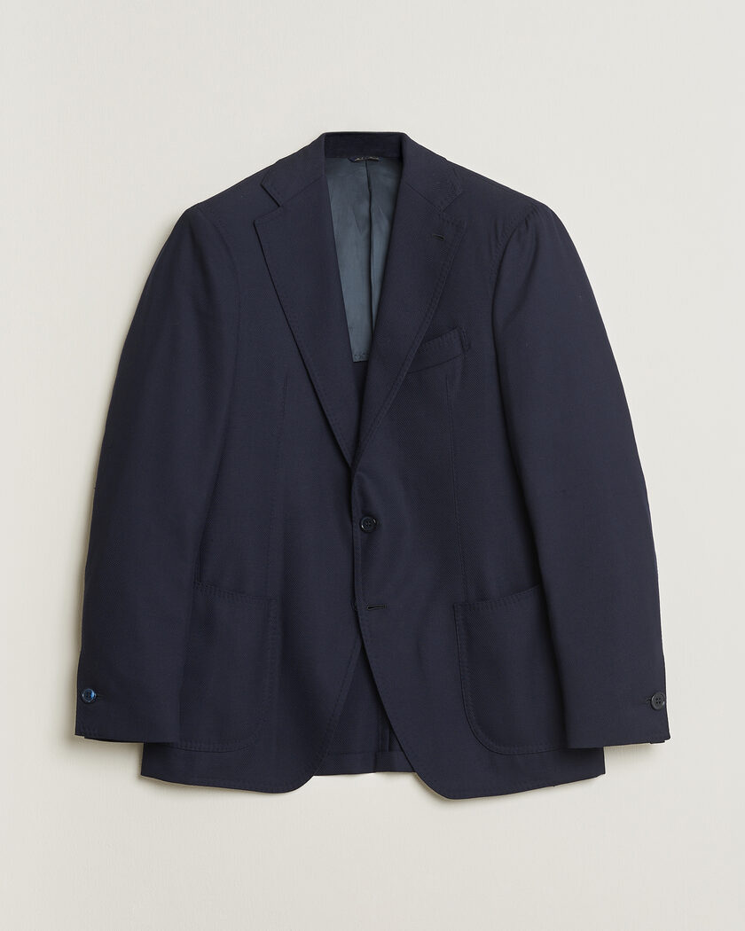 Pre-owned Gabo Napoli Navy Hopsack Wool Blazer 50 – Sininen
