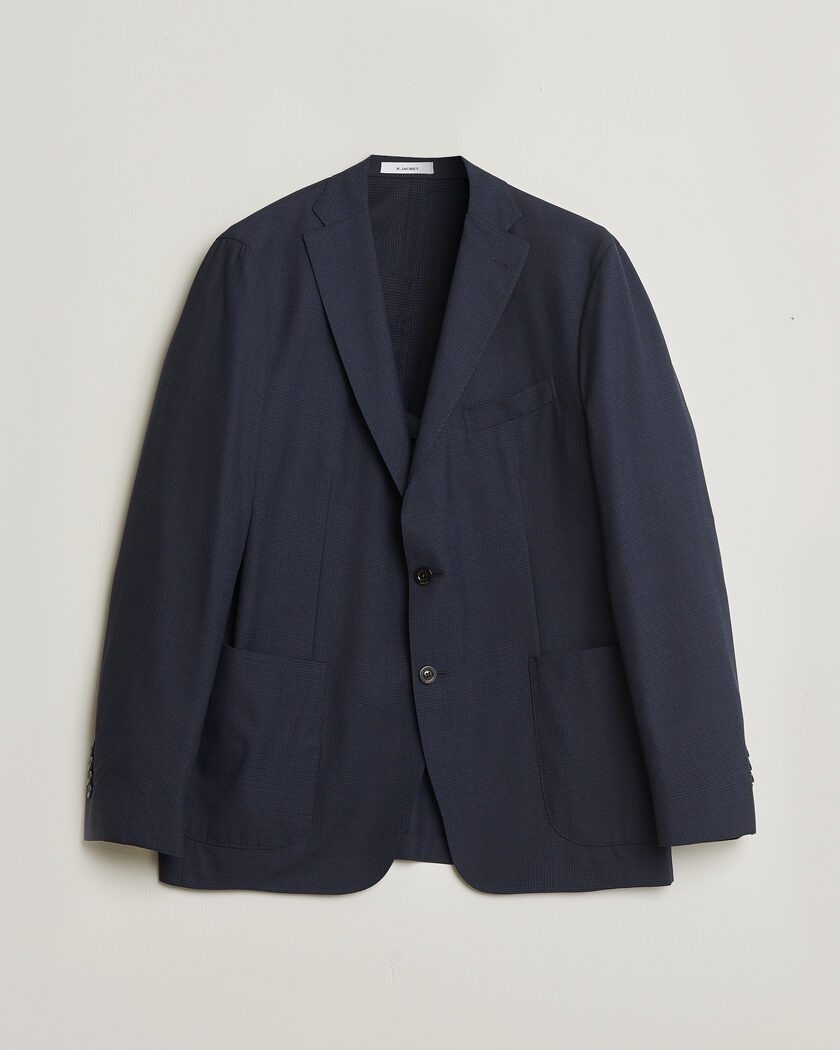 Pre-owned Boglioli K Jacket Check Wool & Silk Blazer Navy 54 – Sininen