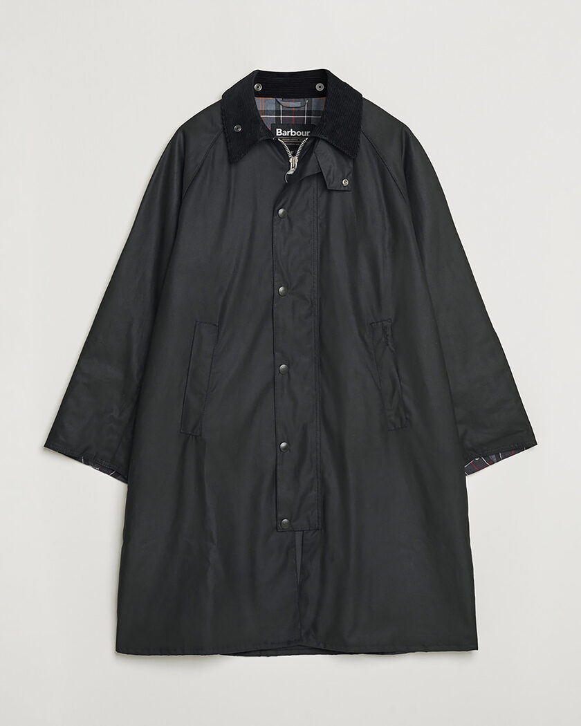 Pre-owned Barbour Heritage Modfied Exmoore Wax Coat Black UK38 - EU48 – Musta
