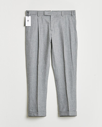 Pre-owned PT01 Pleated Wool Trousers Grey Melange 50 – Harmaa