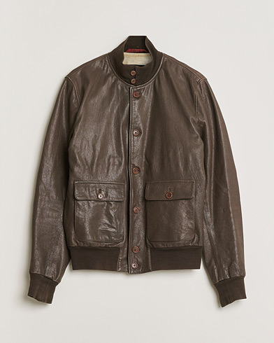 Stewart Calf Bomber Jacket Dark Brown L – Ruskea
