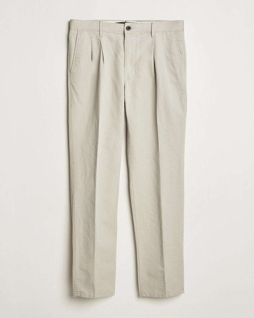  Incotex Tapered Fit Pleated Linen Slacks Light Beige W33 – Beige