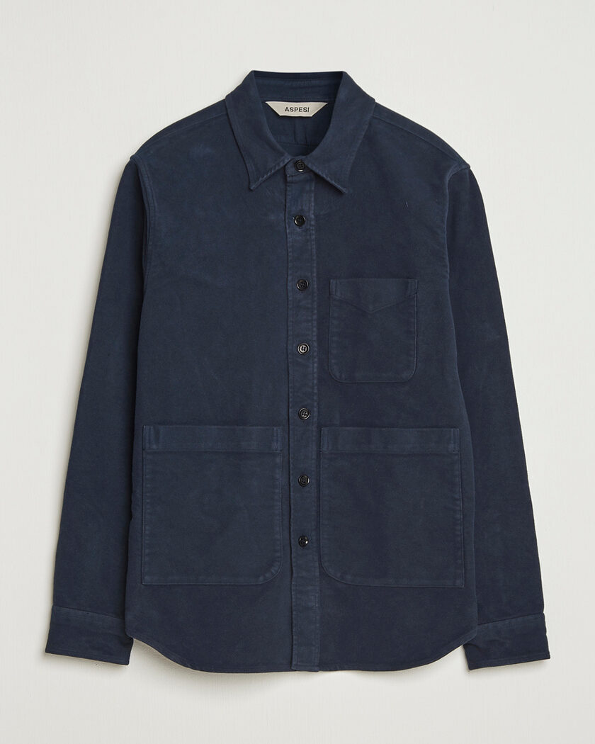 Pre-owned Aspesi Moleskine Utility Shirt Navy XL – Sininen