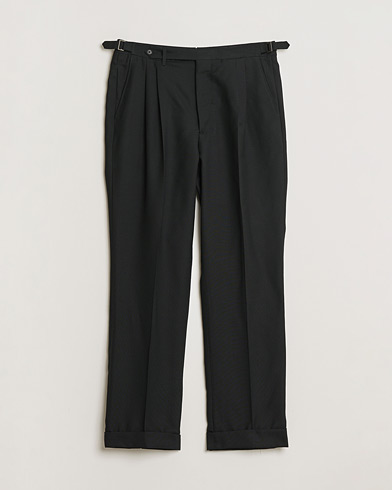 Pre-owned Berg&Berg High Waisted Double Pleated Wool Trousers Black 52 – Musta