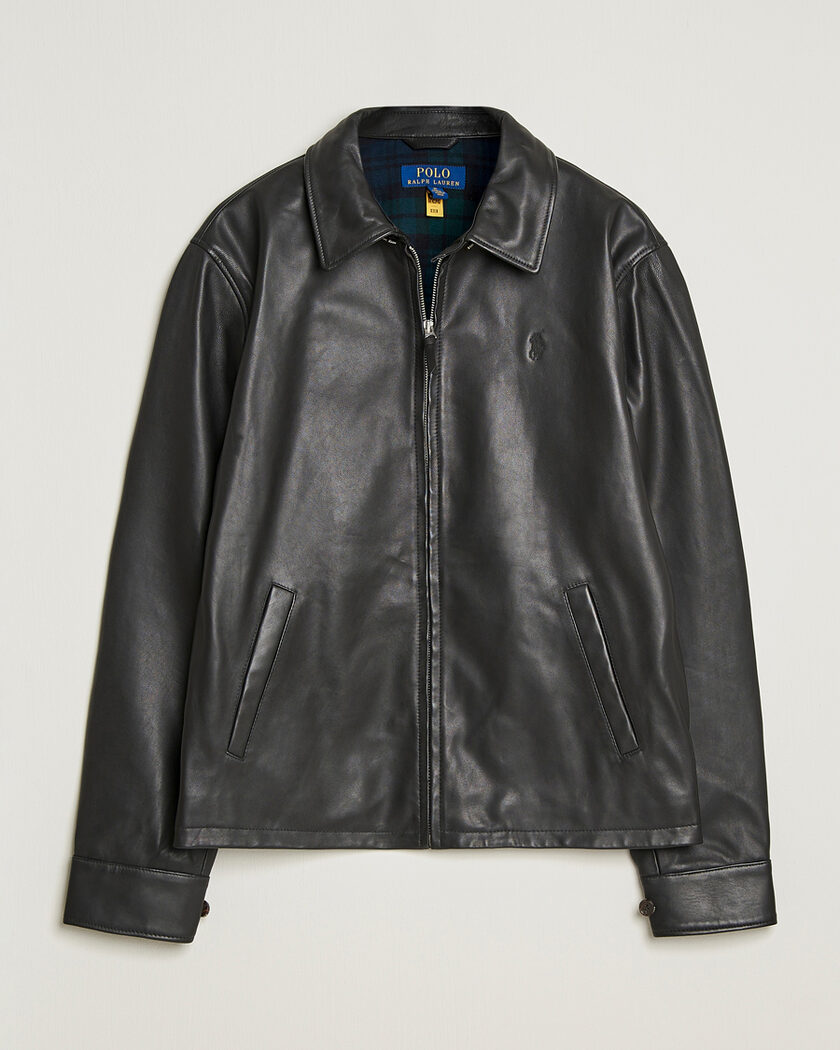 Pre-owned Polo Ralph Lauren Maxwell Windbreaker Leather Jacket Polo Black L – Musta