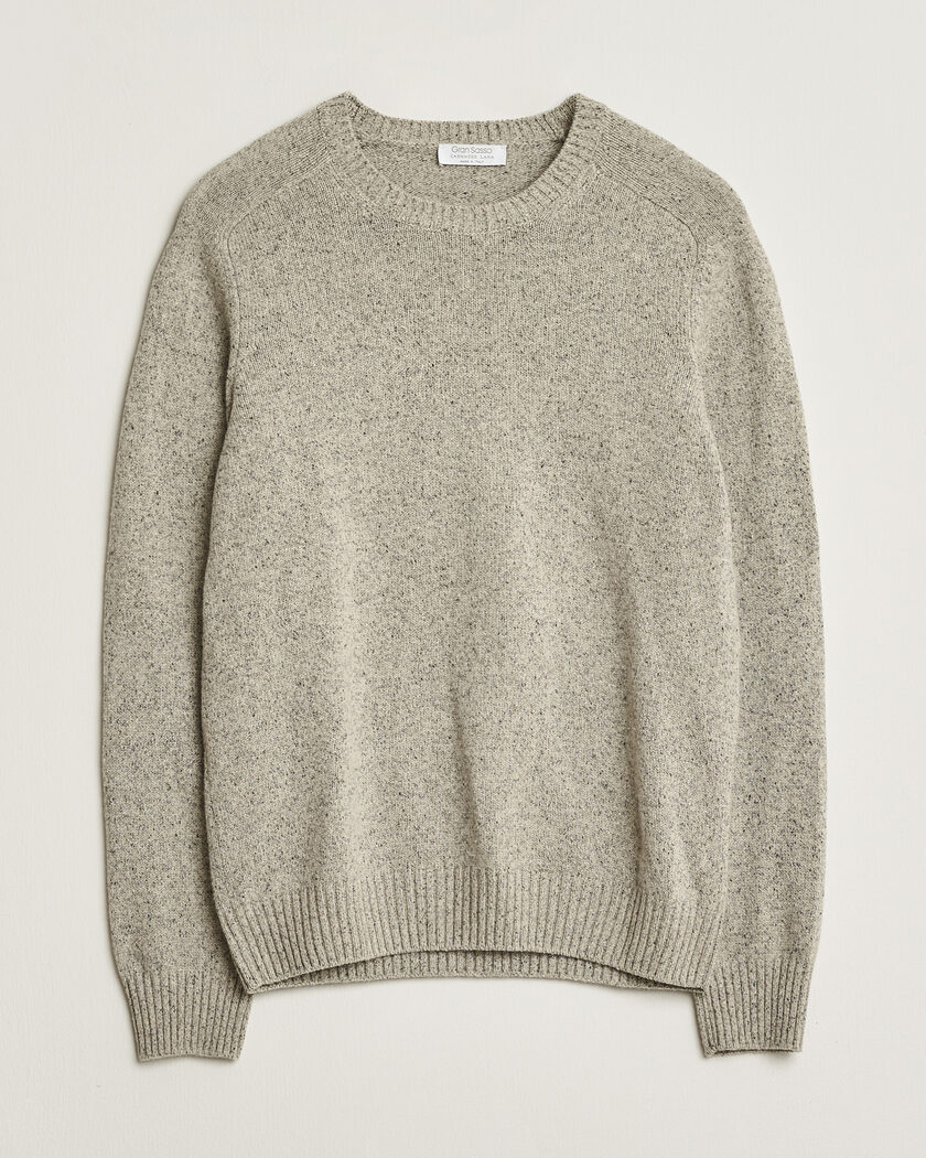 Pre-owned Gran Sasso Cashmere & Silk Blend Crew Neck Grey Melange 48 – Harmaa