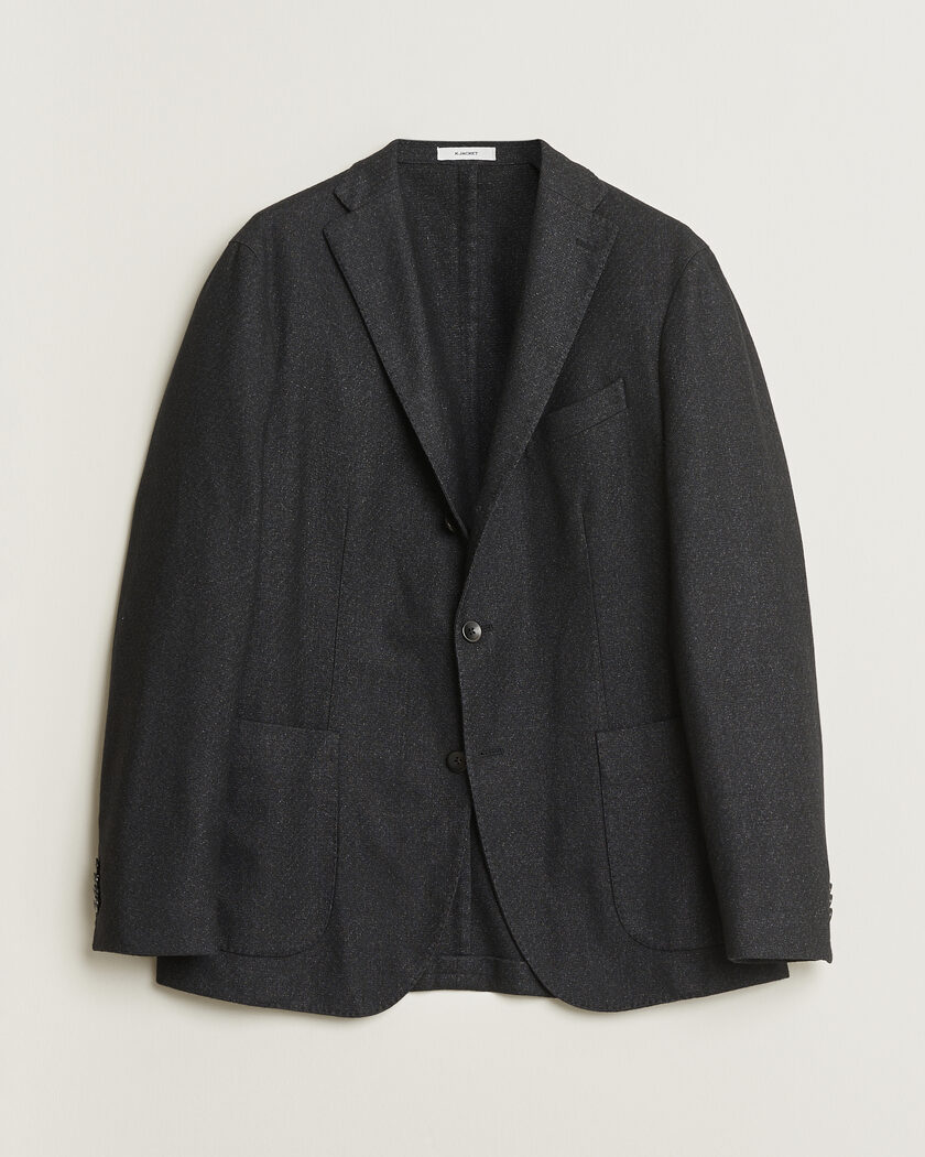 Pre-owned Boglioli K Jacket Flannel Wool Blazer Charcoal 50 – Musta