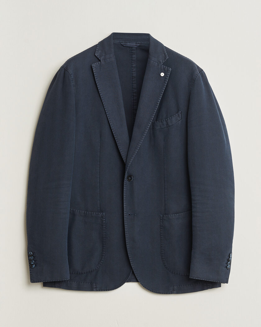 Pre-owned L.B.M. 1911 Jack Cotton Herringbone Blazer Navy 54 – Sininen