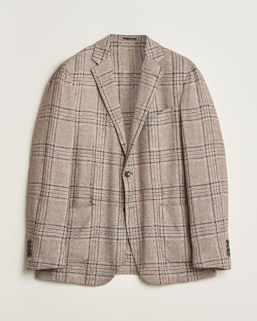 Pre-owned Lardini Silk Blend Checked Blazer Brown 54 – Ruskea