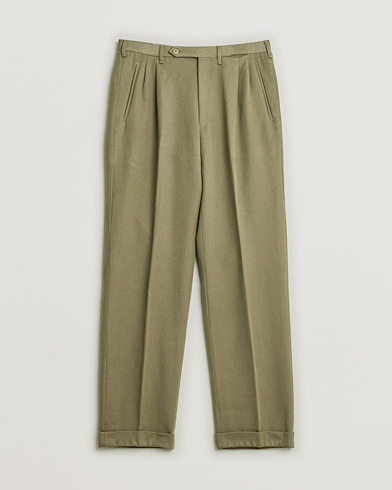 Pre-owned Rota Pantaloni Twill Wool Trousers Mole Green 48 – Beige