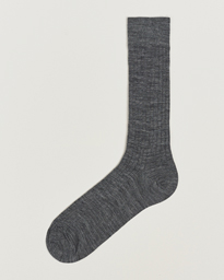  Wool/Nylon Ribbed Short Socks Medium Grey