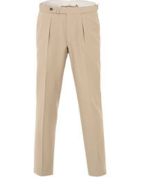  Arnold Pleated Side Adjuster Wool Trousers Beige