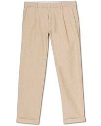  Codo Linen/Cotton Pleated Turn Up Trousers Nature