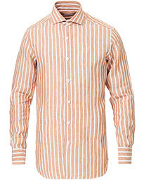 Culto Slim Fit Striped Linen Shirt White/Orange