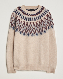  Brushed Wool Fair Isle Crew Sweater Biscuit
