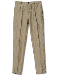  Tapered Cotton/Linen Drawstring Pants Beige