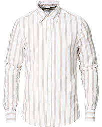  Slimline Wide Striped Oxford Shirt Beige