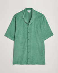 Towelling Camp Collar Shirt Thyme Green