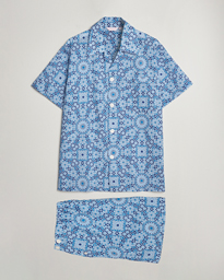  Shortie Printed Cotton Pyjama Set Blue
