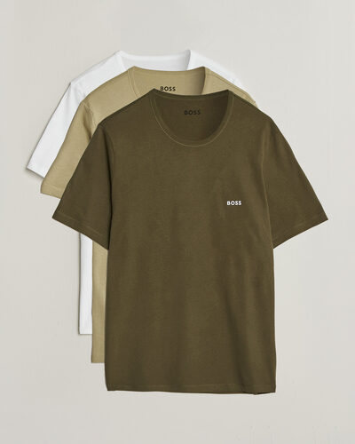 BOSS BLACK 3-Pack Crew Neck T-Shirt Green/Beige/White