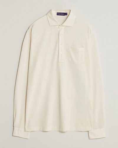 Ralph Lauren Purple Label Long Sleeve Washed Polo Classic Cream