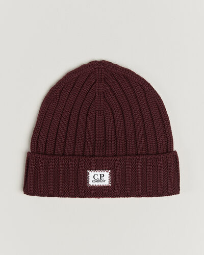 C.P. Company Extra Fine Merino Rib Knitted Hat Burgundy