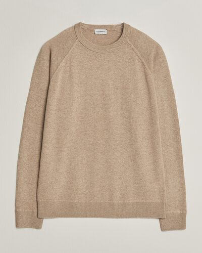 Morgano Wool/Cashmere Raglan Crew Beige