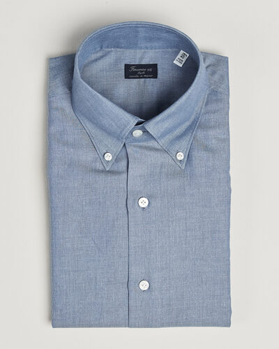 Finamore Napoli Milano Slim Cashmere BD Shirt Light Blue