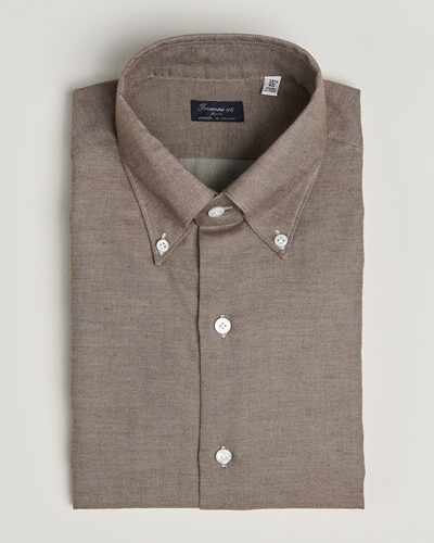 Finamore Napoli Milano Slim Cashmere BD Shirt Brown