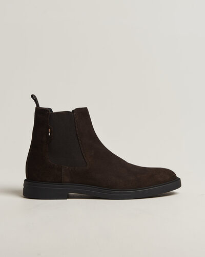 BOSS BLACK Calev Suede Chelsea Boot Dark Brown